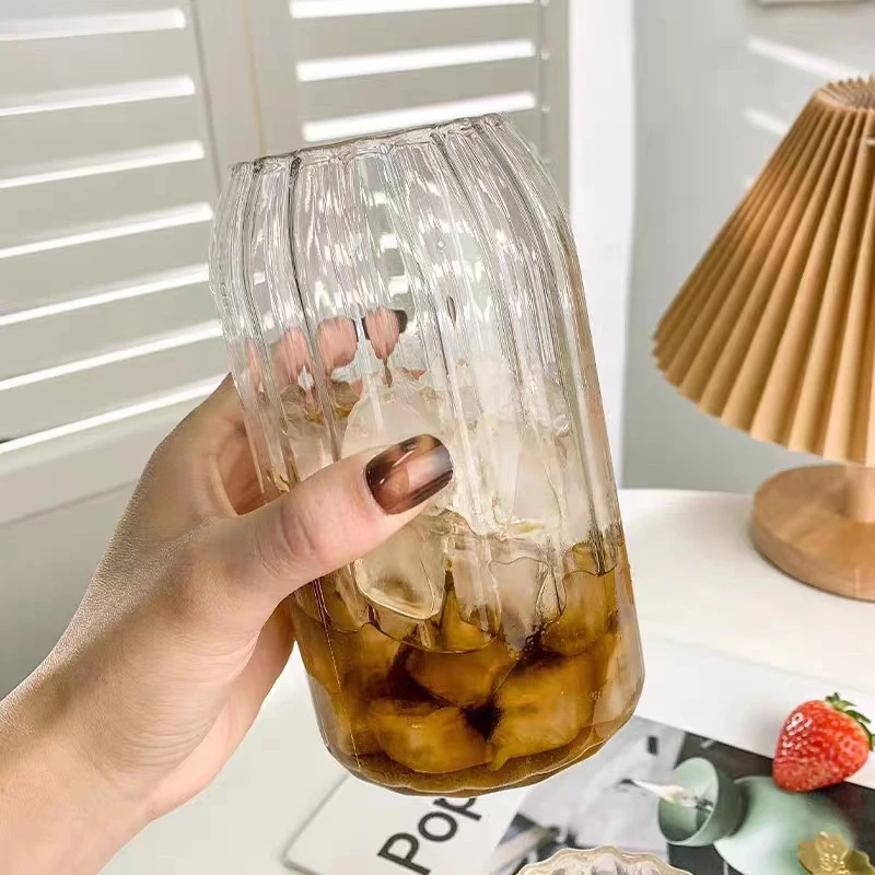 Ins Korean Style 500ml High Borosilicate Ice Cream Glass Cup Milk Tea Mug Clear Glass Cups Shot Glasses for Kitchen