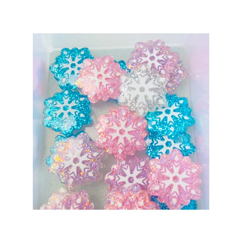 2024 Trend Products 18mm Sparkling Flatback Snowflake Resin Charms for Jewelry Making Headdress DIY Refrigerator Sticker