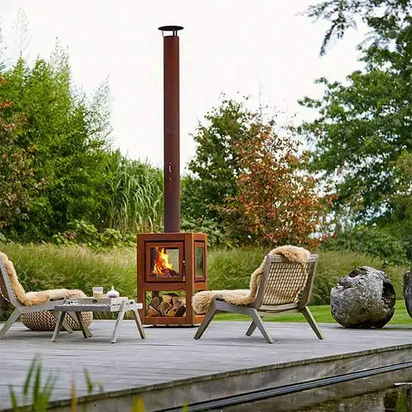 custom design corten steel outdoor fireplace  garden patio fire pit wood burning fireplace burner