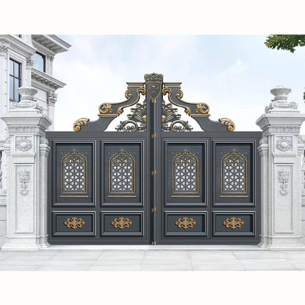 Luxury Houses Main Gate for Courtyard Villa Doors Metal Sun Proof Waterproof Fencing Aluminum Gates