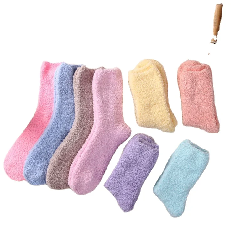 Wholesale thermal fuzzy terry socks winter  indoor women  fluffy unisex  cozy socks