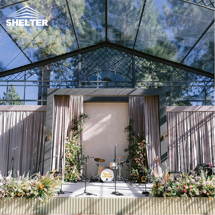 Outdoor Luxury Large Church temporary structure Orangery Glass Tent for Events Wedding Party