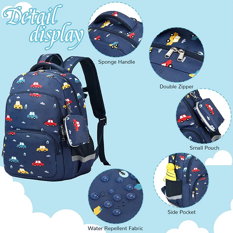 Backpack Purse Set Kids  Rocket Printed School Bag 15.7 Inch Multipocket Bookbag With Insulated Lunch Box