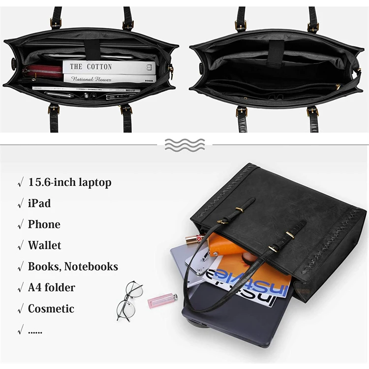 Custom Multi Function Waterproof Business Office Laptop Tote Shoulder Messenger Bag for Women