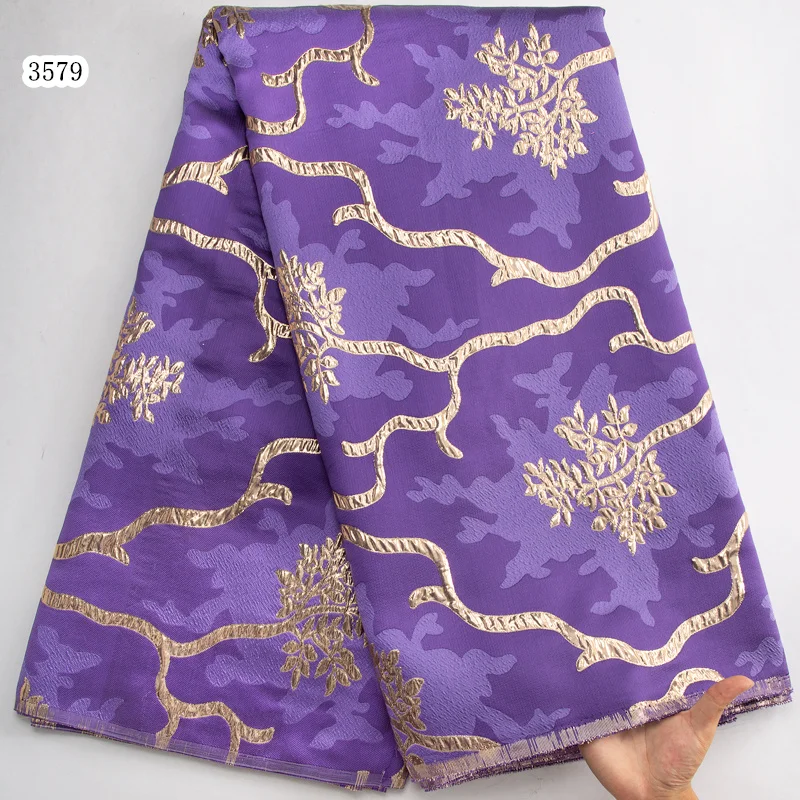 3579 African Tulle Lace Fabric 2023 Satin Nigerian Brocade Jacquard Fabric Gilding Lace Sewing Dress For Women Wedding Party