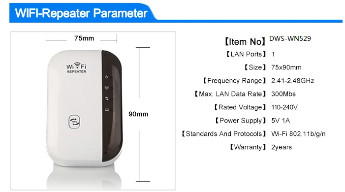 
High Quality Access Point AP Router Signal Amplifier WiFi Wireless Booster Wi-Fi Range Extender Repetidor 300Mbps WiFi Repeater 