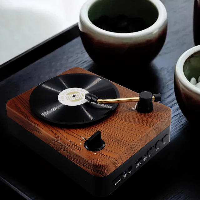 Record Player with 1 Built-in Speakers Blue tooth Receiver/AUX/USB Playback and Recording Turntable