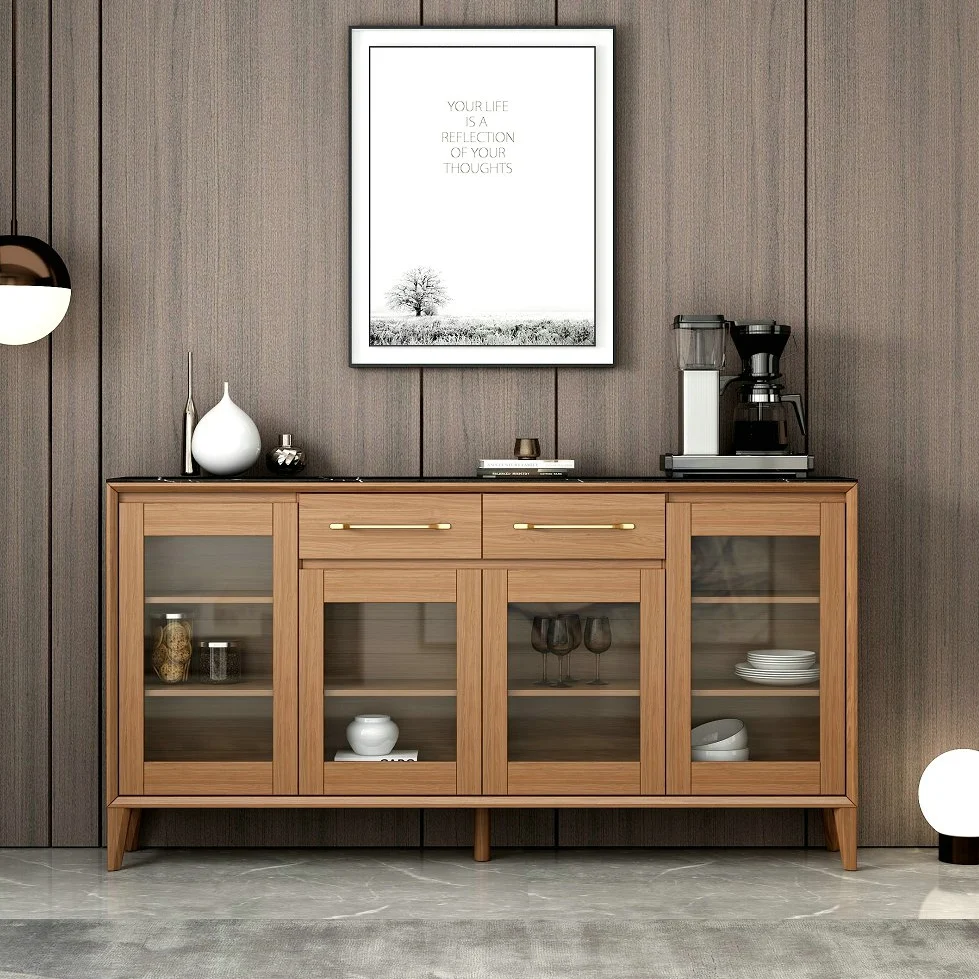 Storage cabinet crockery unit Dining Room Furniture Two Drawers Four Glass Doors Sideboard