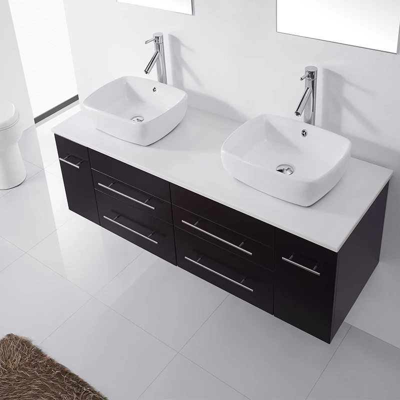 Resin double sink design melamine cupboards replacing 48 bathroom vanity and cabinet