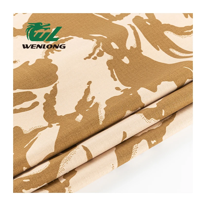 T/C 6535 Anti Tearing Camo Printed Desert DPM Camouflage Ripstop Fabric For Tactical Gears Garments