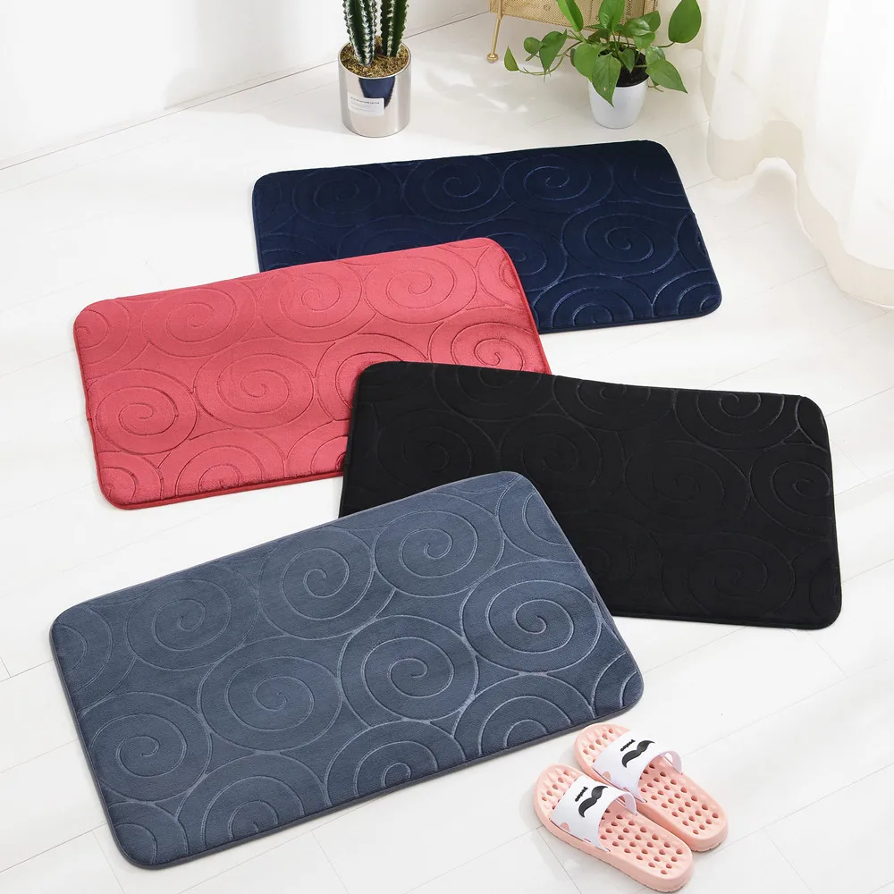 Factory flannel cushioned mats  foam bathroom rug set 3 piece non-slip bathroom rug set