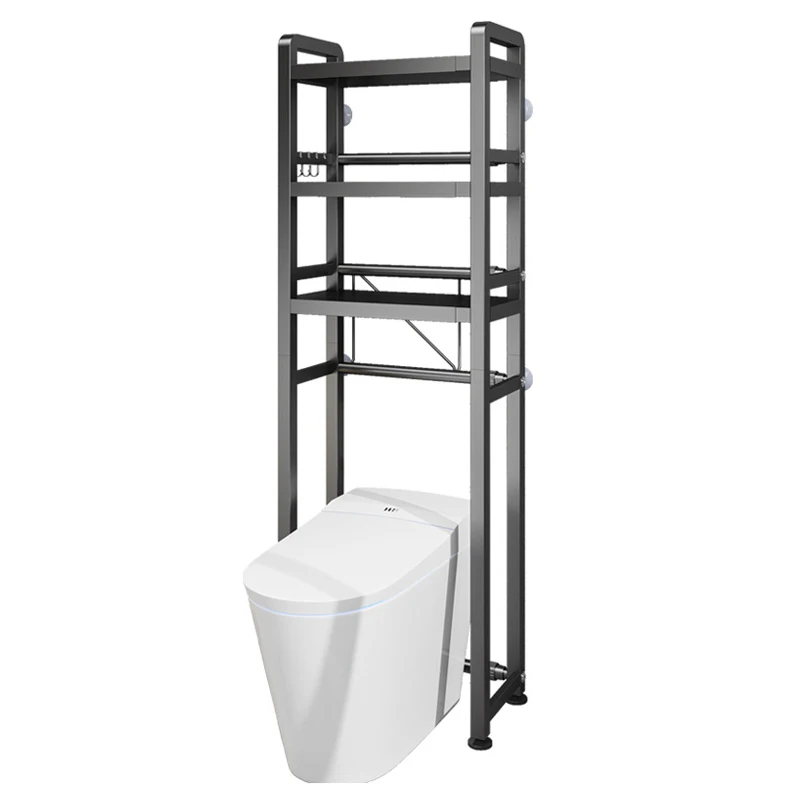 High Quality Carbon Steel 3 Layer Adjustable Length Bathroom Toilet Rack Shelf