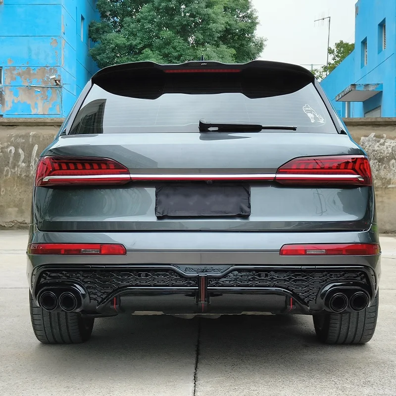 Аксессуары RSQ7 SQ7 черная губа заднего бампера с выхлопными трубами для Q7 диффузор