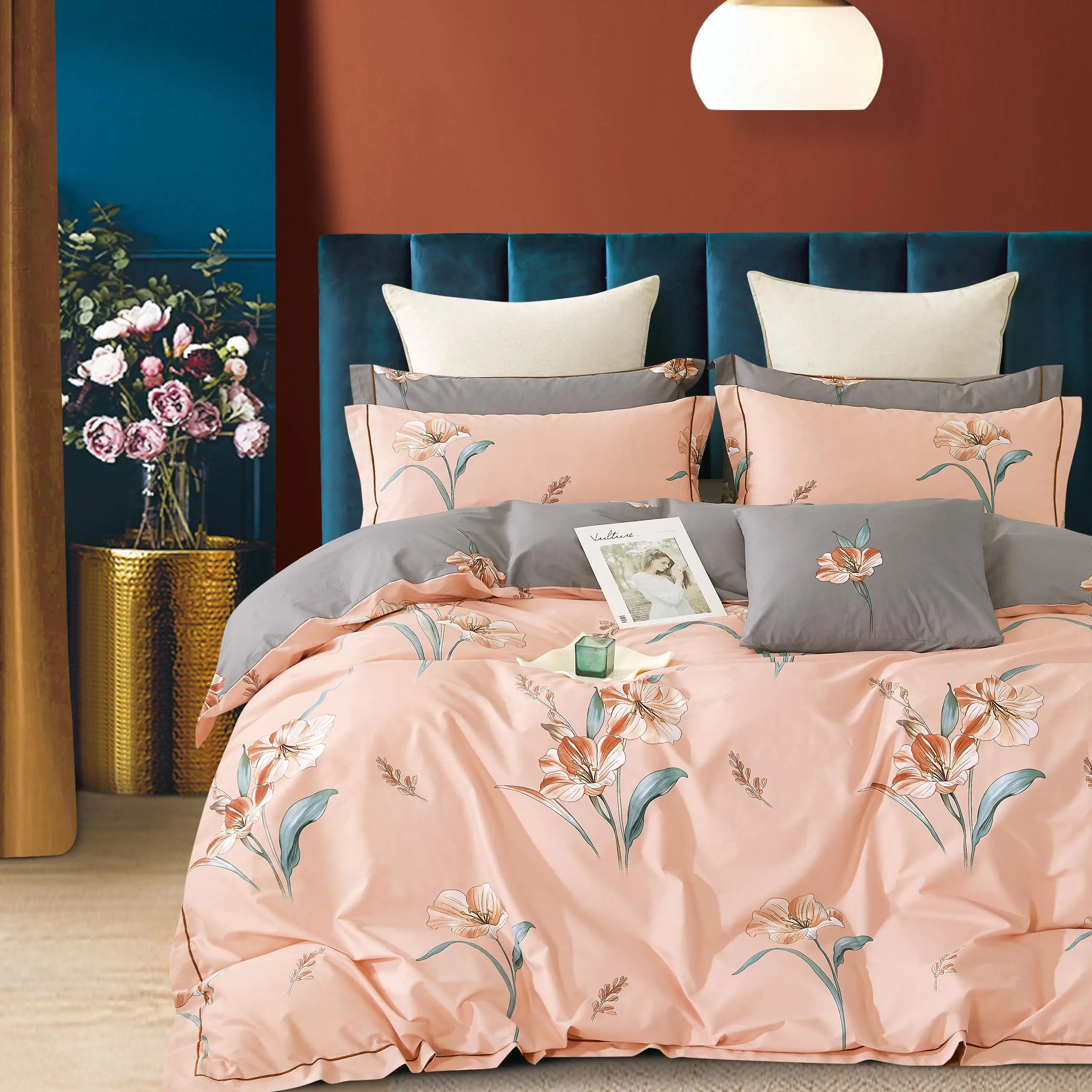 Wholesale print egyptian  cotton fabric in roll for bed sheets