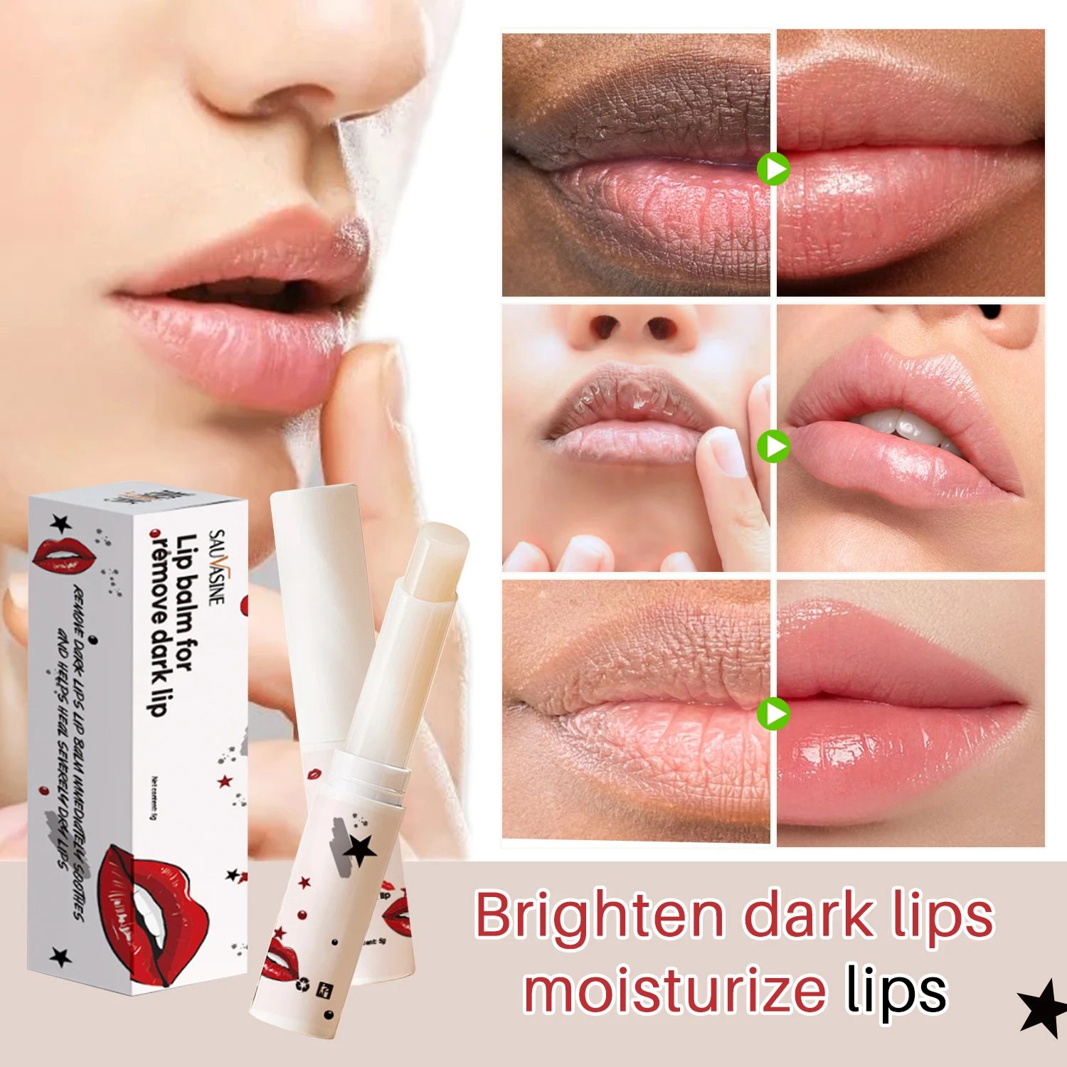 Wholesale 2 in 1 Lip balm Private Label Natural Organic Moisturizing Dark Lip Care Lightening Bleaching Lip Balm Cream