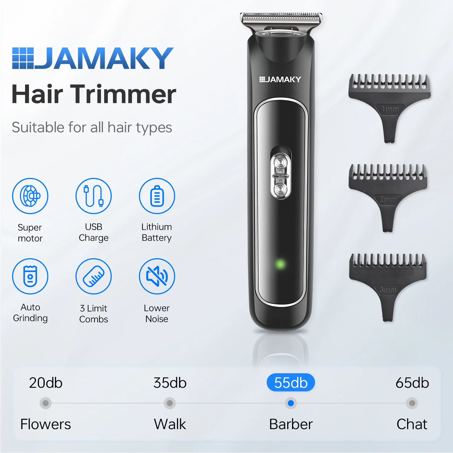 JMK Hot Sale USB Rechargeable Wireless Electric Machine Hair Clipper For Men Professional Barber Cordless Hair Trimmers