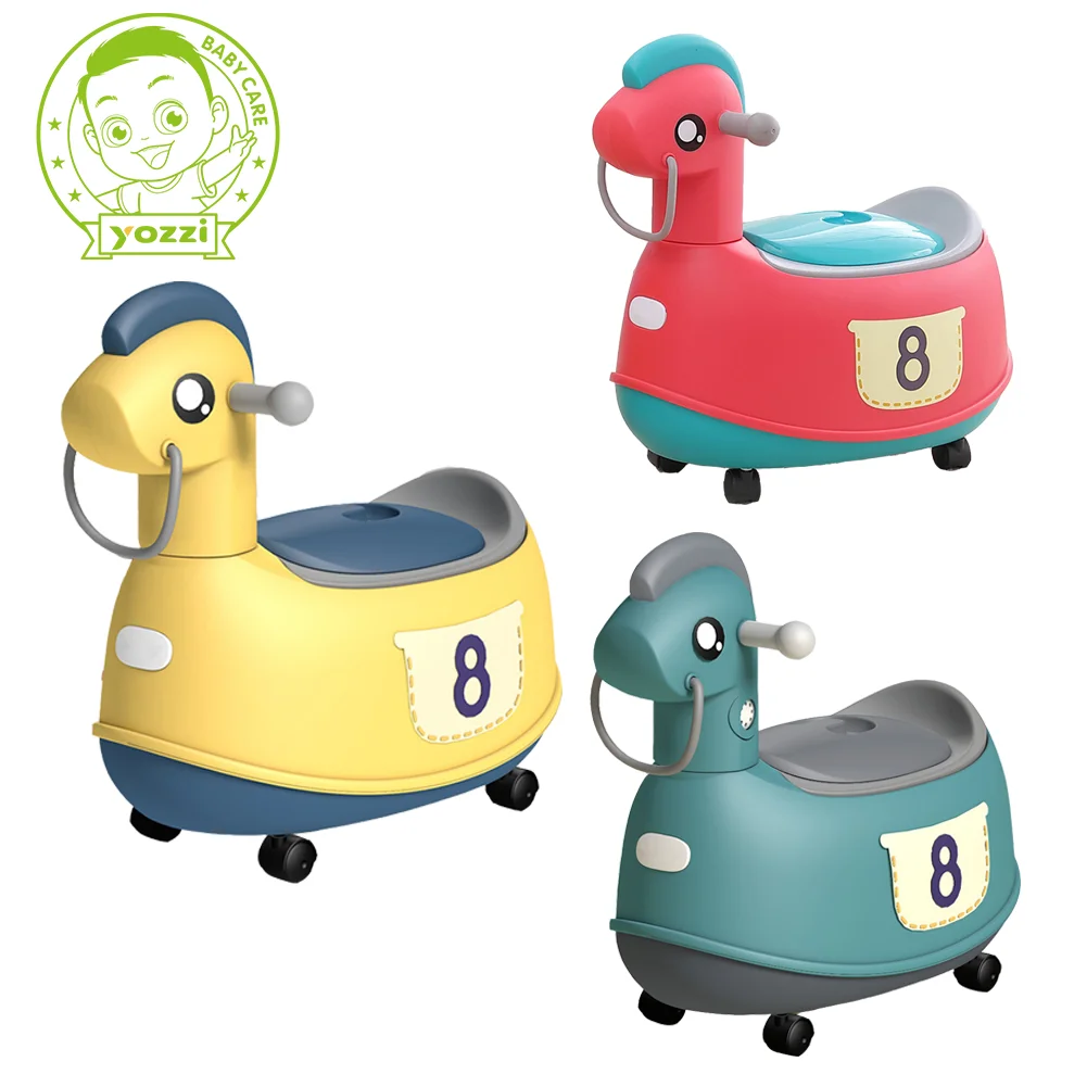 Yozzi Cartoon Horse Sitting Straddle Can Play Music Soft Seat Baby Safety Potty Training Toilet Musi For Babies