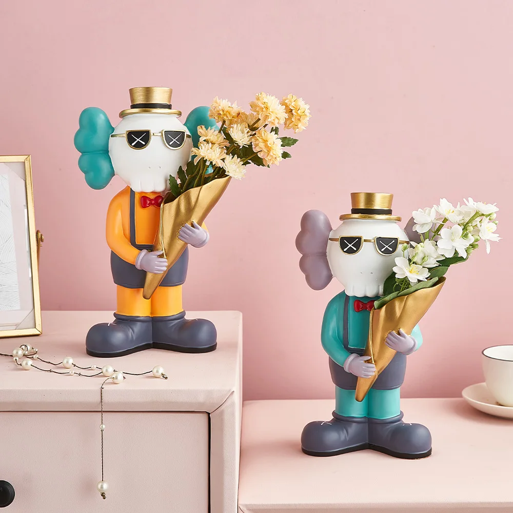 Nordic Decoration Home Furnishing Coase Bouquet Flower Decoration Resin Sculpture Vase