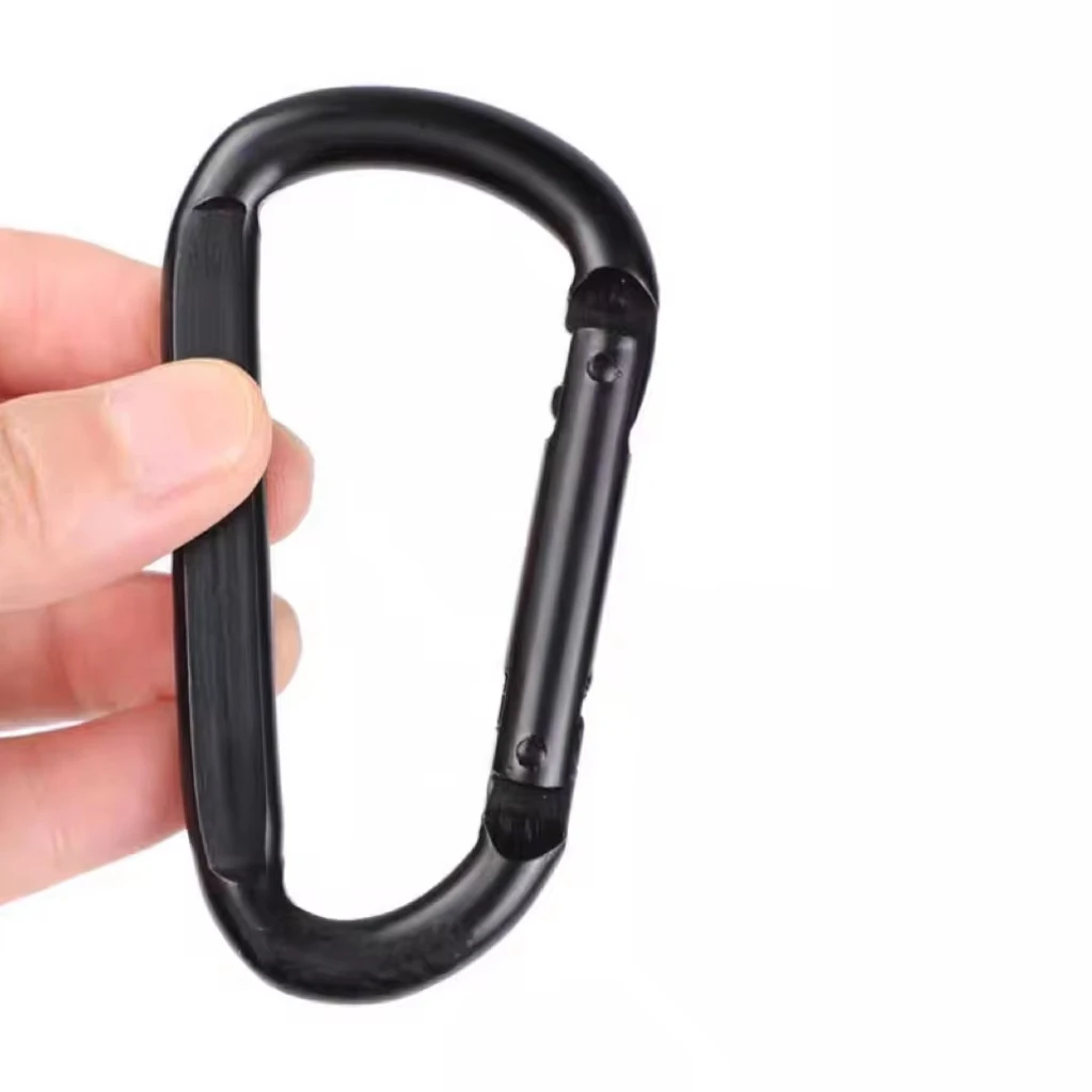 6KN M8 D-shaped flattened mountaineering buckle iron D-shaped electrophoretic black hammock hook yoga swing rope strap hook