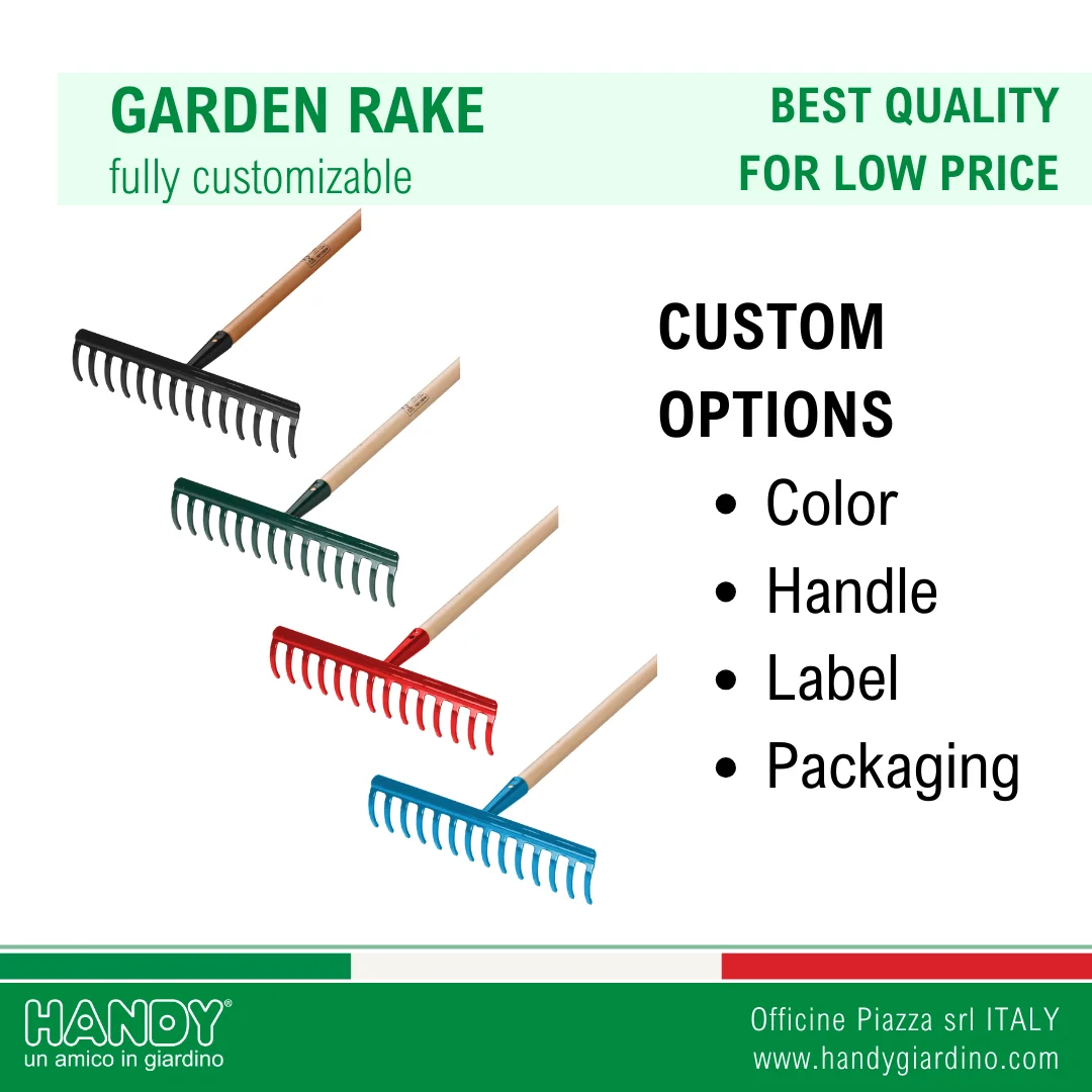 Italian Quality 10 Tine Ultralight Steel Rake with 120 cm Handle Industrial Grade Gardening Maintenance Tool