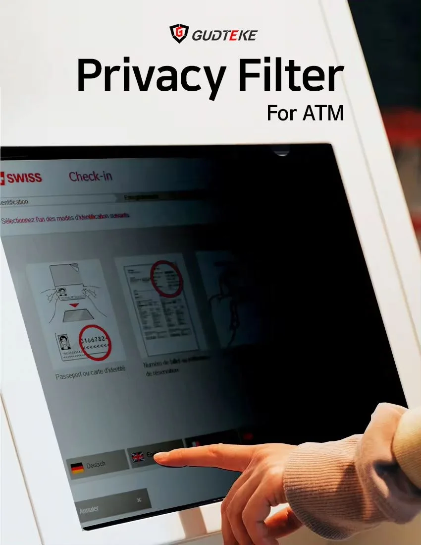 Фильтр для защиты от шпионажа банка банкомата киоска микрожалюзи технологии анти-синий свет X 500 мм черный лист