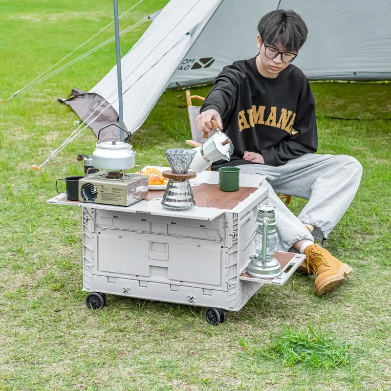 New Storage Trolley Picnic Table 3-in-1 Folding Trolley Climbing Universal Wheels Plastic Folding Camping Trolley cart