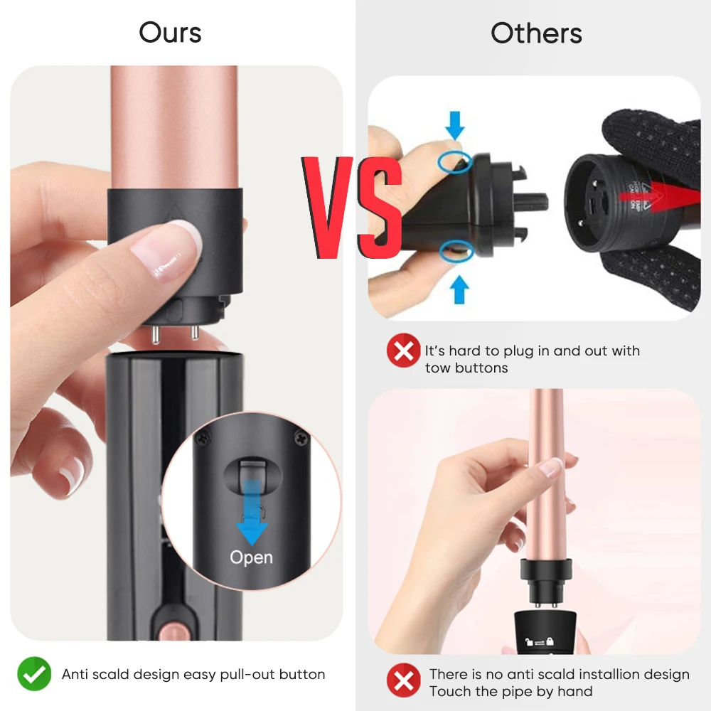 Professional 5 in 1 Curling Wand Set Interchangeable Styler Hair Curler Waver 3 Barrel Curling Iron