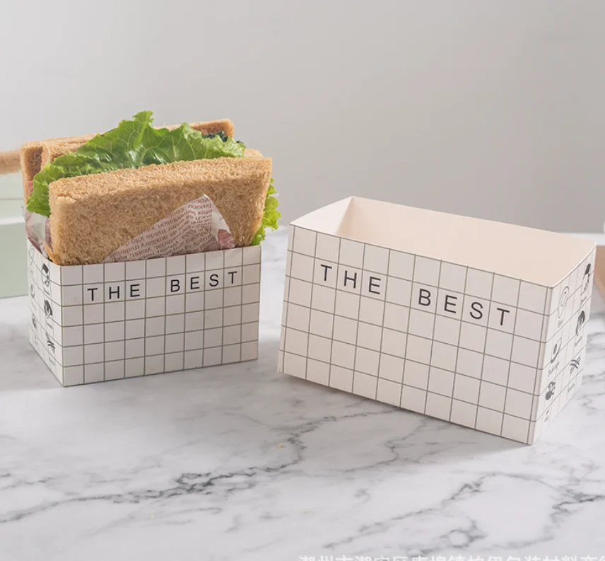 Sandwich Toast Breakfast Box Bento Packing Box with Lid