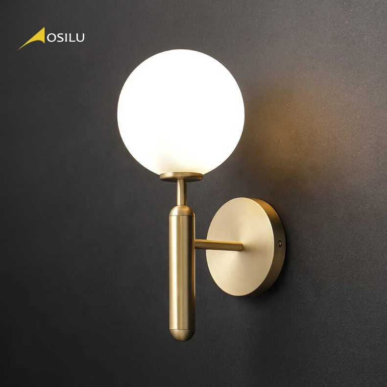 brass bedside wall lamp light luxury post-modern simple living room background wall creative personality round ball wall lamp