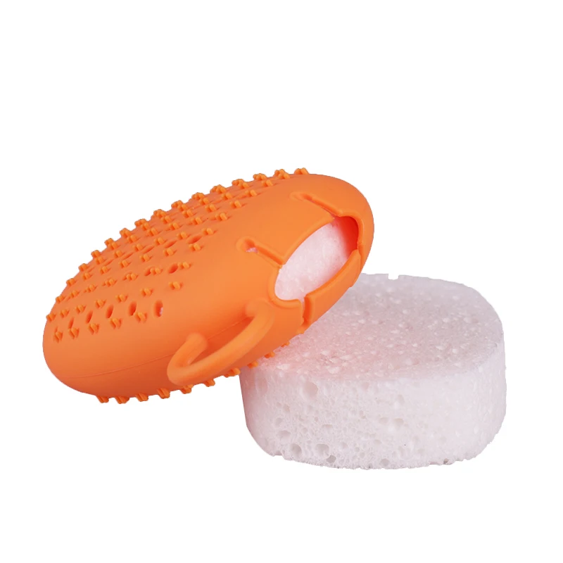2 in 1 silicone soap case Blistering Loofah Sponge Bath Body Brush for Exfoliating