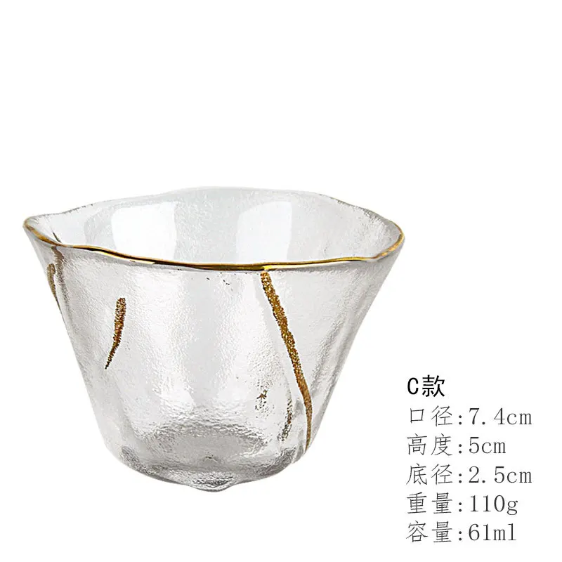 
Japanese style small Kung fu tea set tracing gold dot hammer pattern Glass tasting cup 