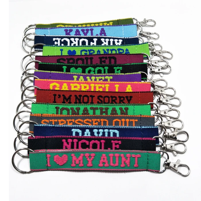 Fashion designer custom name key ring holder strap key chain for crystal gift