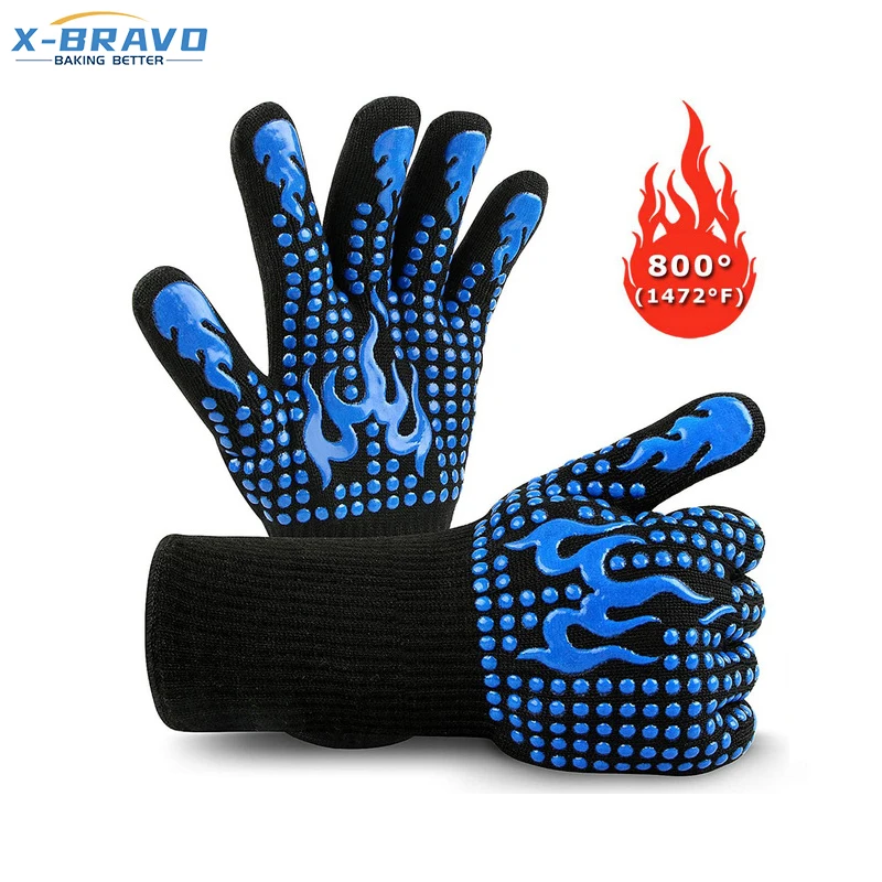 Grill Heat Insulation Gloves High Temperature Resistance 800degrees Glove Baking Barbecue Microwave Oven Gloves