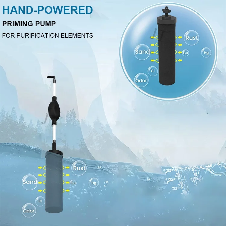Outdoor Camping Hiking Emergency Water Filter Primer Pump Kit Water Purifier