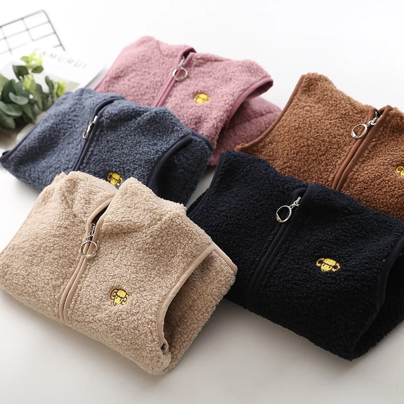 
2020 Fall Winter Hooded Children Clothes Lamb Velvet Vest Jackets Kids Korean Cute Boys Girls Jackets 