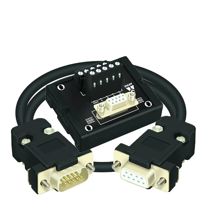 FX-DB9/F-TB and DB9-Male to Female 1M,Dual DB9 D-Sub DIN Rail Mount Interface Module RS232 DB9 Connector Serial Null Modem Cable