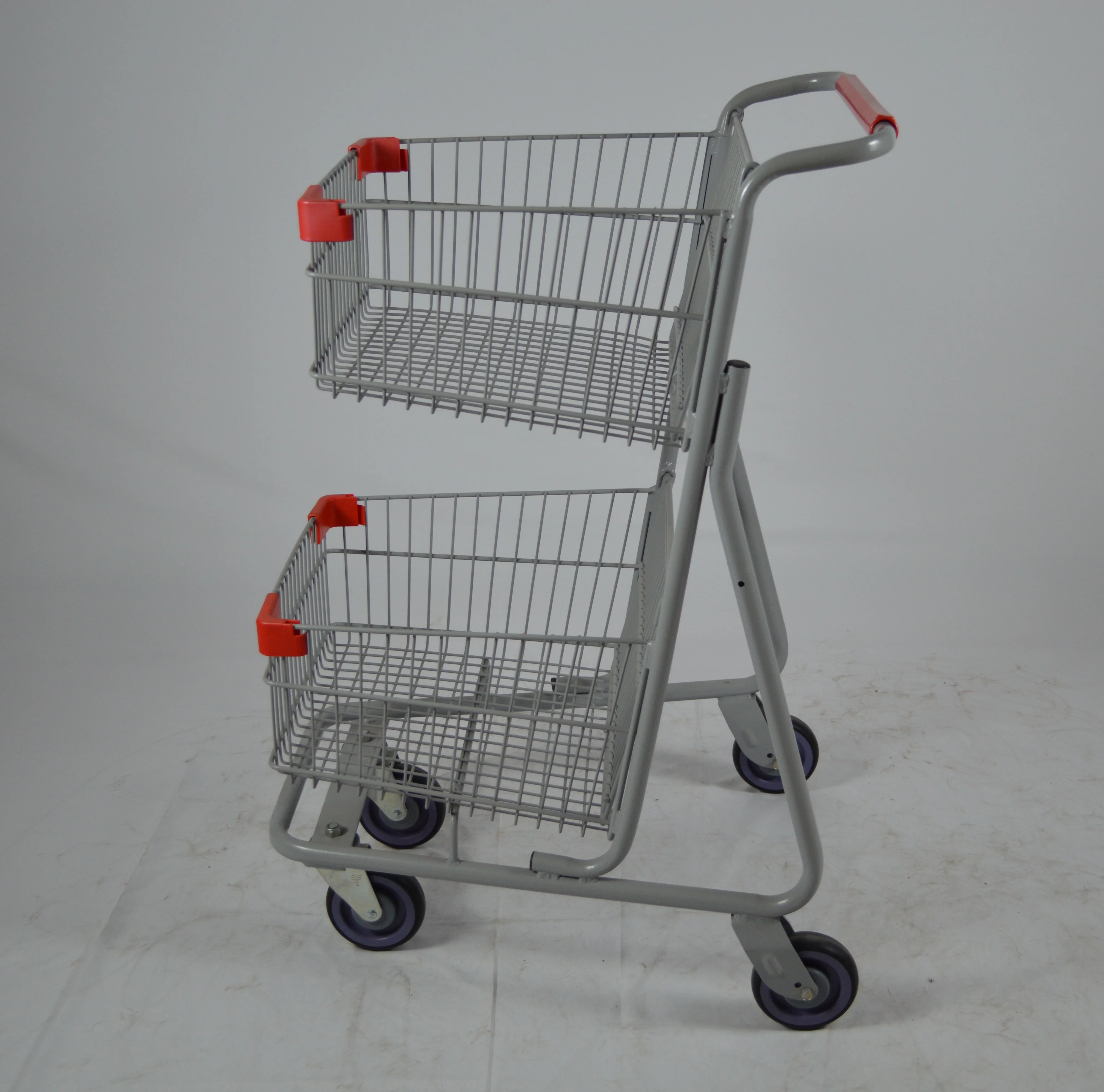 supermarket hand push food cart for sale hand trolley prices grocery store 2-tier shopping cart