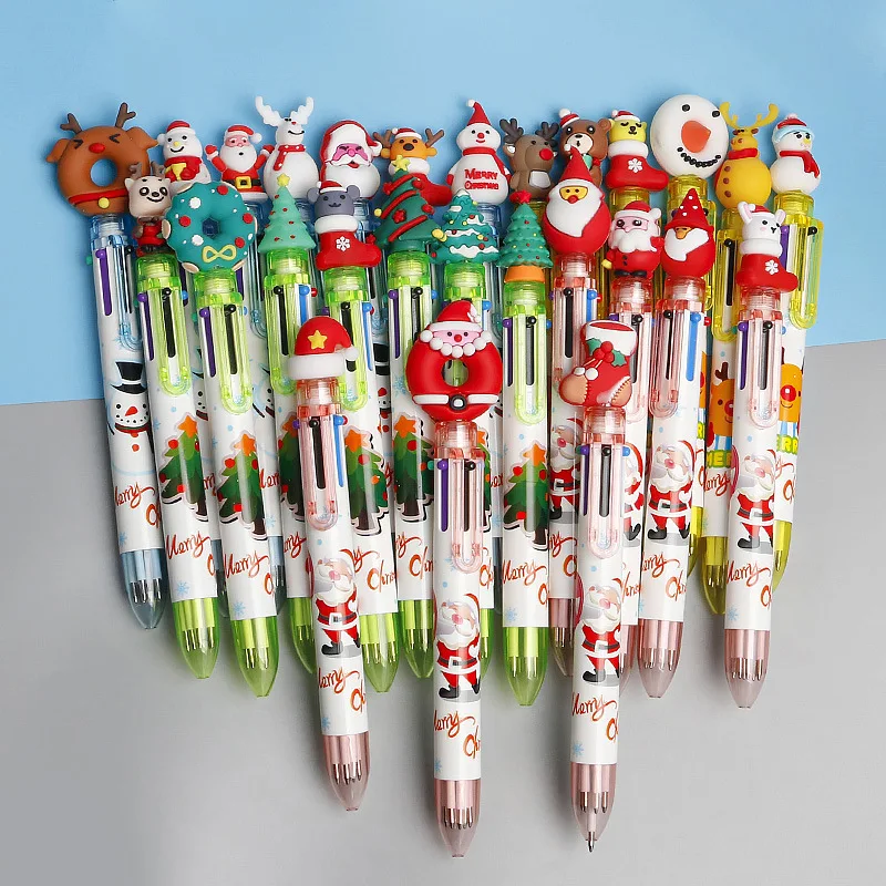 Christmas Gifts Prizes Santa Claus Snow Man Christmas Tree Elk 6 Colors Ballpoint Pen for Christmas Promotion Gift Pen