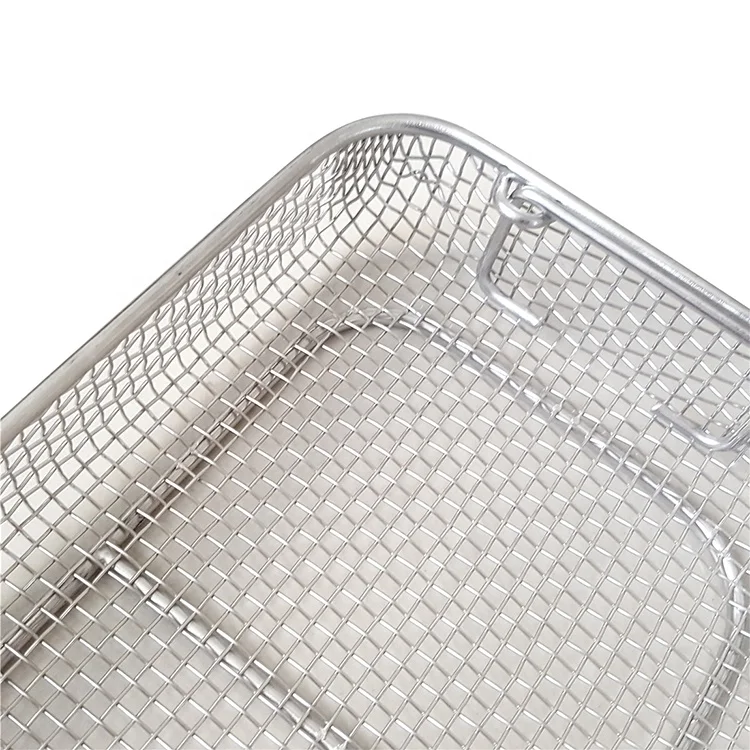 Extended rectangular Stainless Steel Wire Mesh Sterilization Basket For Medical Autoclave Tray