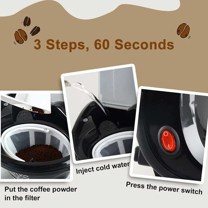 CAFEMASY Electric Drip Coffee Machine with Two Cups Portable Coffee Machine Espresso Coffee Maker for Home Use