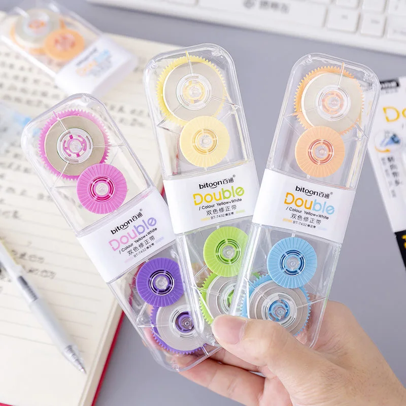 Cute School Stationery Correction Tape Creative Cartoon Double Color Correction Tape