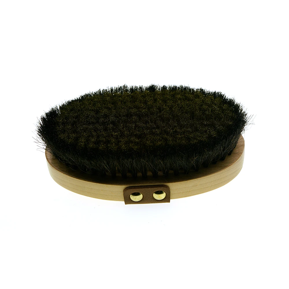 High Quality Custom Logo Round Natural Fine Bronze Bristles Beauty Wooden Massage Scrub Bath Exfoliating Dry Body Brush
