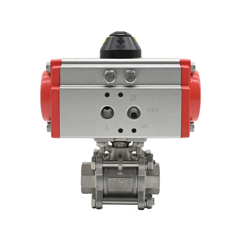 JTAIV Manufacturer high temperature Stainless Steel pneumatic 3PC threaded ball valve pneumatic ball valve