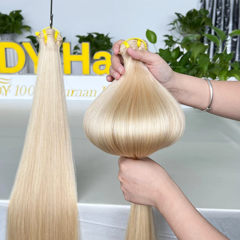 22 Inch Top Grade Weaver Double Weft 100% Natural Unprocessed Cambodian 613 Blonde Raw Double Drawn Virgin Hair Bundles