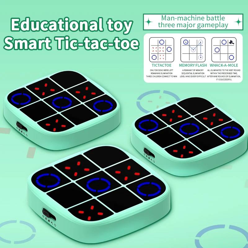 Electronic 2-in-1 Handheld Puzzle Game Smart Tic Tac Toe Game Toys