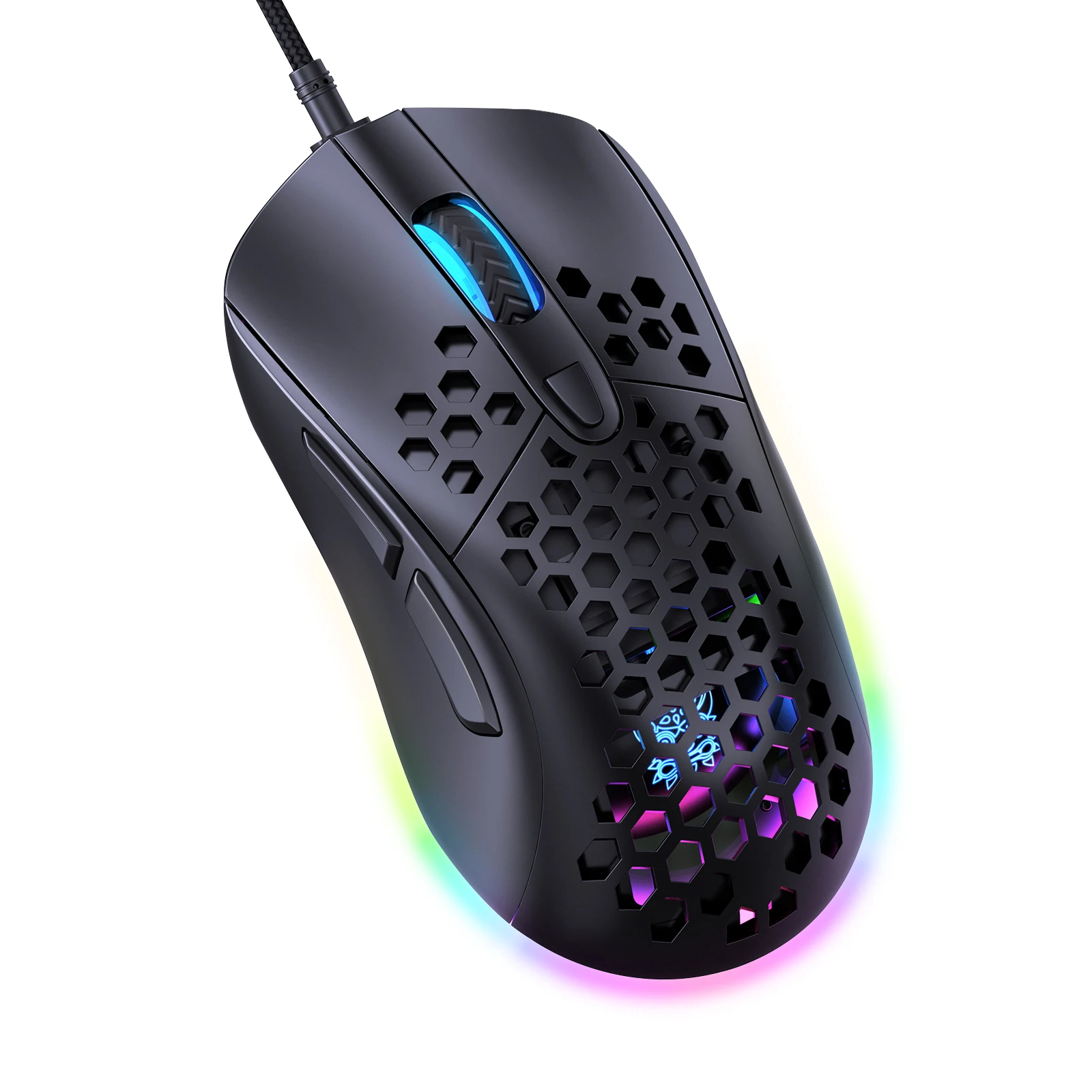 Wholesale manufacturer 100ips black USB2.0 HP honeycomb RGB razer wired gaming mouse