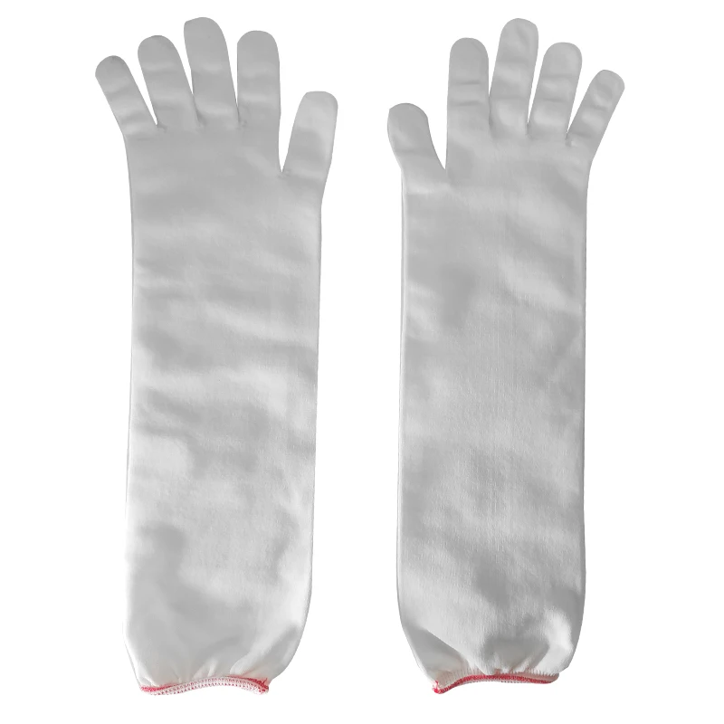 Nylon Knit Guanti Da Long Cuff Protective Hand Gloves Knitted Uniform Ceremonial Parade White Nylon Gloves