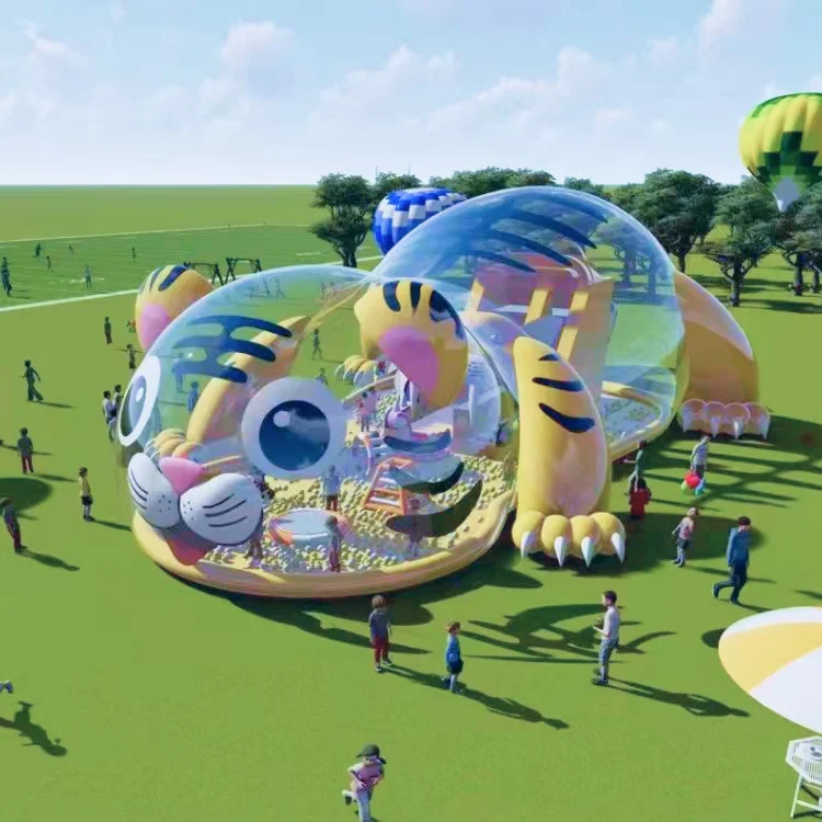Inflatable crystal palace transparent giant tiger shape kids game inflatable playground outdoor for kids