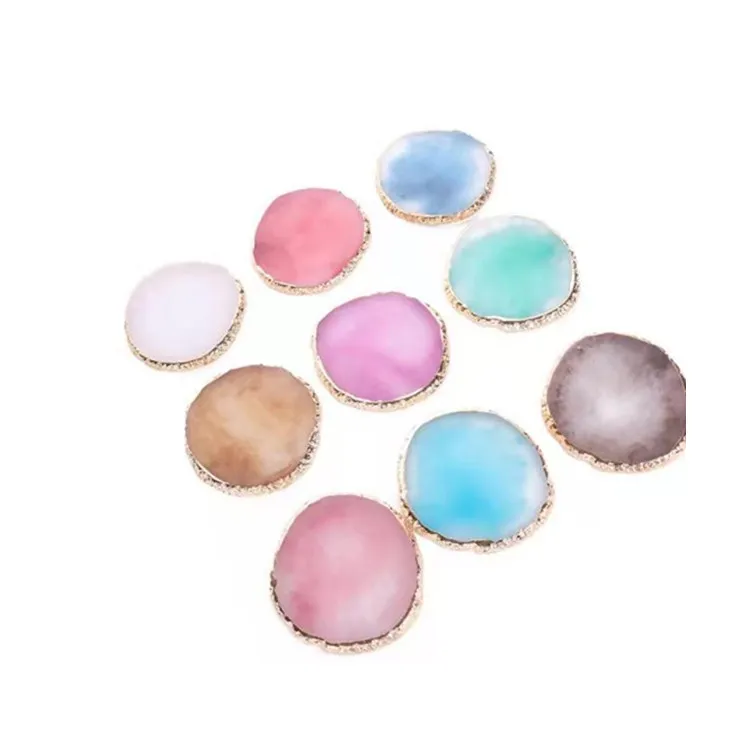 wholesale New arrival  multi colors irregular round resin coaster set epoxy resin mat white agate resin coaster for wedding