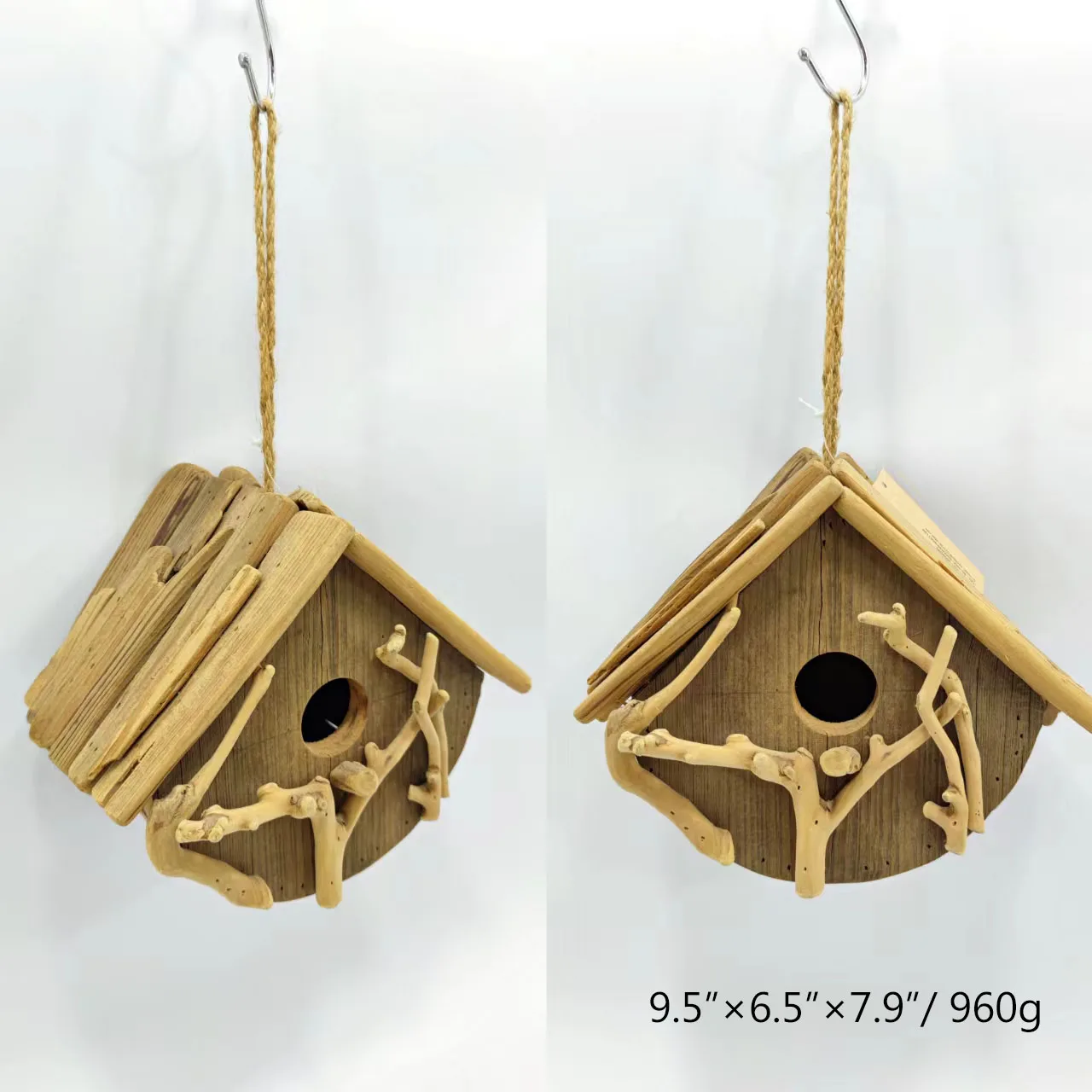 Wood Bird House  for Outdoors Hanging Garden Patio Decorative for Swallow Sparrow Hummingbird Finch